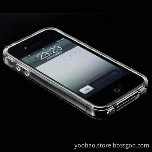 Transparent Crystal Case for iPhone 4, Made of TPU Material, Available in Black Color